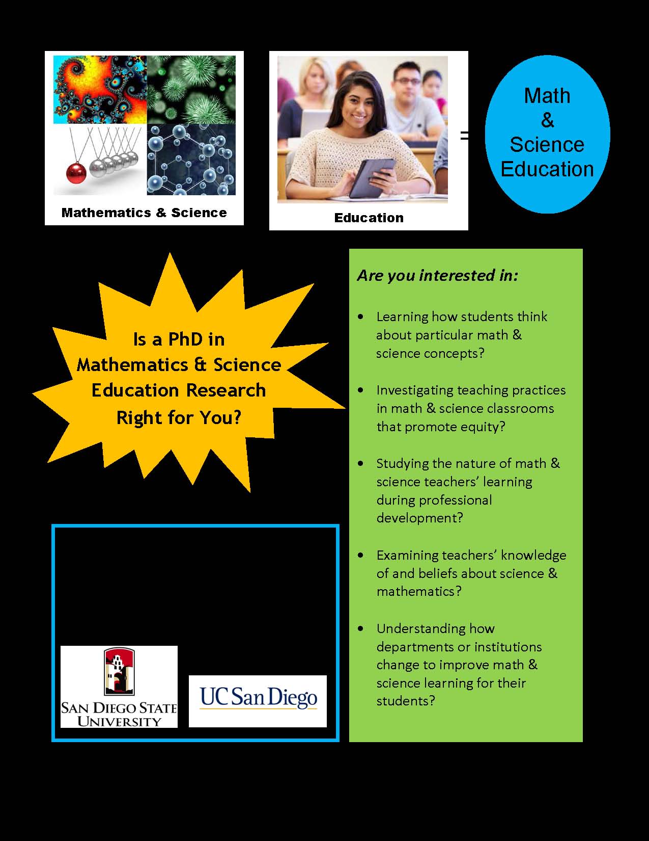 Looking for Excellent Students for Math/Science Education PhD Program